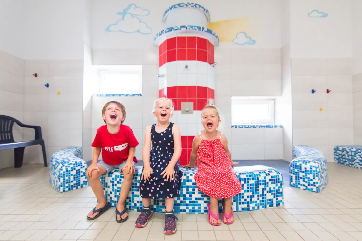 Kinderbad im Sanitärgebäude des Campingplatzes